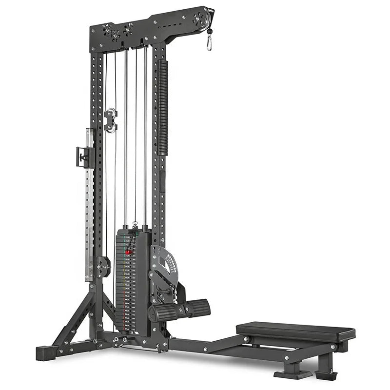 Commercial 3-in-1 High Lat Pull-Down & Seated Rowing Machine: Steel Fitness Rack Trainer for Versatile Workouts
