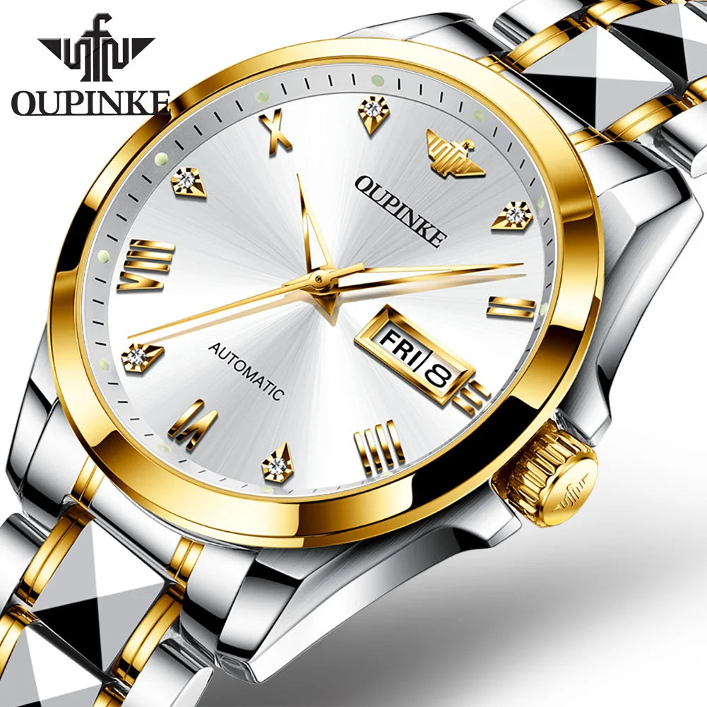 OUPINKE 3171 OEM Automatic Winding Mechanical Bracelet Sapphire Luminous Waterproof Japanese Digital Movement Mens Wrist Watch