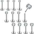 Evorte Nose Ear Piercing Jewelry Titanium AAA Zircon Prong Set Silver Plated Studs Cartilage Labret Wedding Engagement