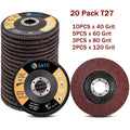 SATC 20pcs 4-1/2 Inch Angle Grinder Sanding Grinding Wheels Aluminum Aluminum Oxide 40 60 80 120 Grit Resin Flap Polishing Type