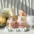 3D Carousel Silicone Candle Mold Diy Aromatherapy Gypsum Candlestick Gypsum Ornaments Desktop Decorations Casting Mould