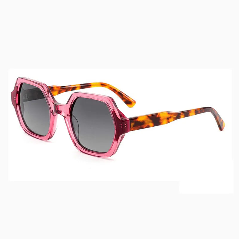 Fashion Hexagon Sunglasses Logo Custom 2025 Polarized Sunglasses High Quality Retro Acetate Sunglasses Men