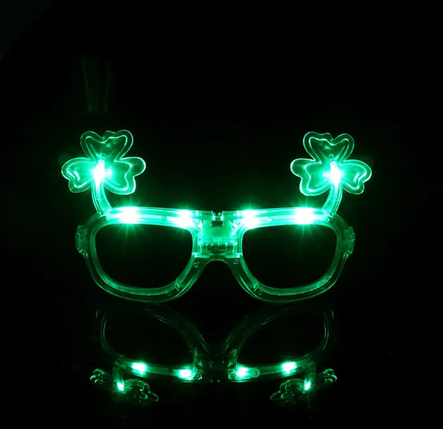 St. Patrick's Day Shutter Glasses Irish Day Shamrock Green Flashing Sunglasses LED St. Patrick's Day Festival Party Decorations