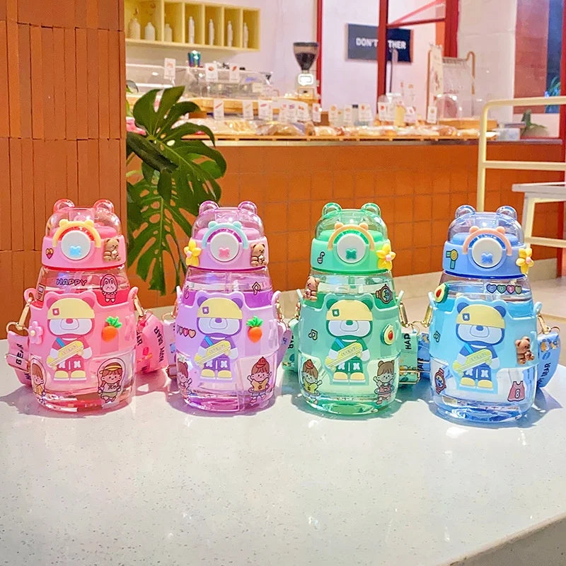 Kawaii Portable Cartoon Cute Bear Kindergarten Kids Water Bottle for School