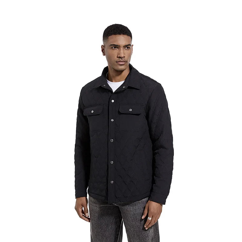 2025 New Style Casual Jacket Men Front Pocket Design Men's Regular Sleeve Jackets Black Causal Jacket