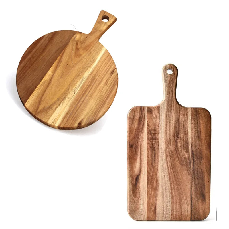 Multi Function Rectangle Round Wooden Boards Fruit Cake Tray Sushi Bread Cutting Board Acacia Cutting Board