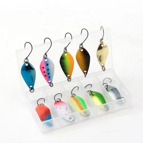 SNEDA 2.5g 3.5g 5g Fishing Lures for Bass 10pcs Double Color Spinner Lures for Bass Trout Lures Hard Metal Spinner Baits Kit