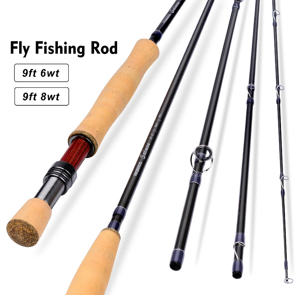 Fly Fishing Rod 4 Section 9 Inches 6WT 8WT Fast Action Black Fly Rod Graphite IM 36T Carbon Fiber Fly Rod CNC Pole