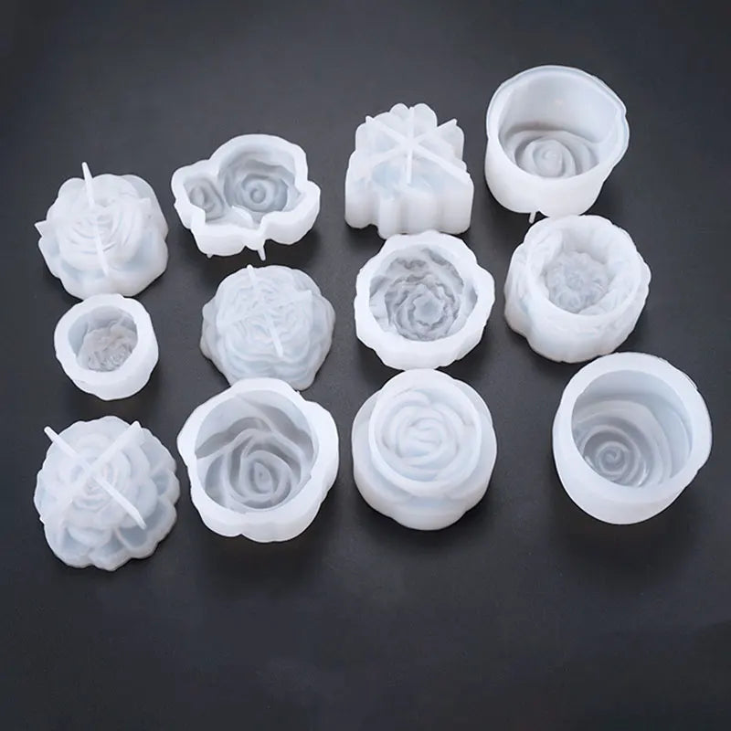 3D Peony Flower Aromatherapy Candle Mold DIY Home Decorative Soap Resin Craft Silicone Mold for Rose Candle Soybean Wax Making