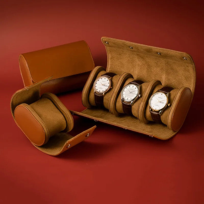 Luxury  Watch Packaging PU Leather 123 Pillow Slot Watch Package Organizer Travel case Velvet Inner Custom logo Gift Box