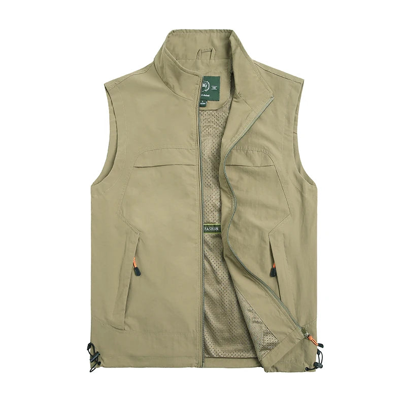 Men's Lightweight Reversible Softshell Vest Winter down Veste Moto Vest Canvas Windproof Pakaian for Summer Formal Style