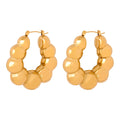 Hot Selling New Style Geometric Quality Earrings Steel Ball Splicing Design Titanium Steel Gold-Plated U-Shaped Earrings Women
