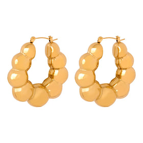 Hot Selling New Style Geometric Quality Earrings Steel Ball Splicing Design Titanium Steel Gold-Plated U-Shaped Earrings Women