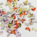 Hisenlee 100Pcs Mixed Color Eco-Friendly Glue Nail Charms 4X6MM Luxury Zircon Flat Base Moon Shape Rhinestone Nail Art