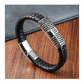 Personalized Mans Braided Bracelet Trendy Good Works Magnetic Clasp Genuine Leather Cuff Bracelets Custom logo Punk for Men