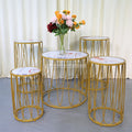 LDJ1156 Factory Wholesale Event Party Background Display Cylinder Dessert Table Stand Shiny Gold Wedding Plinth