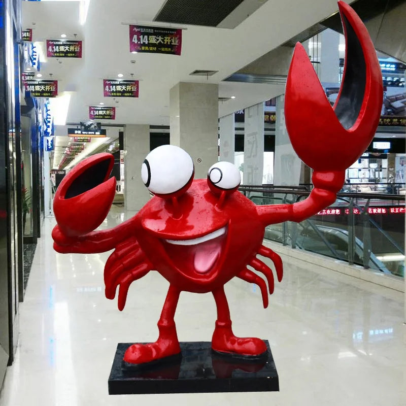 Custom Animal Figure Resin Lobster Crab Statue Seafood Restaurant Advertisement Props