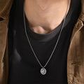New Design Geometric Cross Oval Pendant Wholesale Long Link Chain Necklace Stainless Steel Jewelry for Men PN-1808