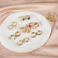 Stylish Freshwater Pearl Hoop Earrings Zircon Inlaid 18K Gold Plated Stainless Steel Earrings for Women