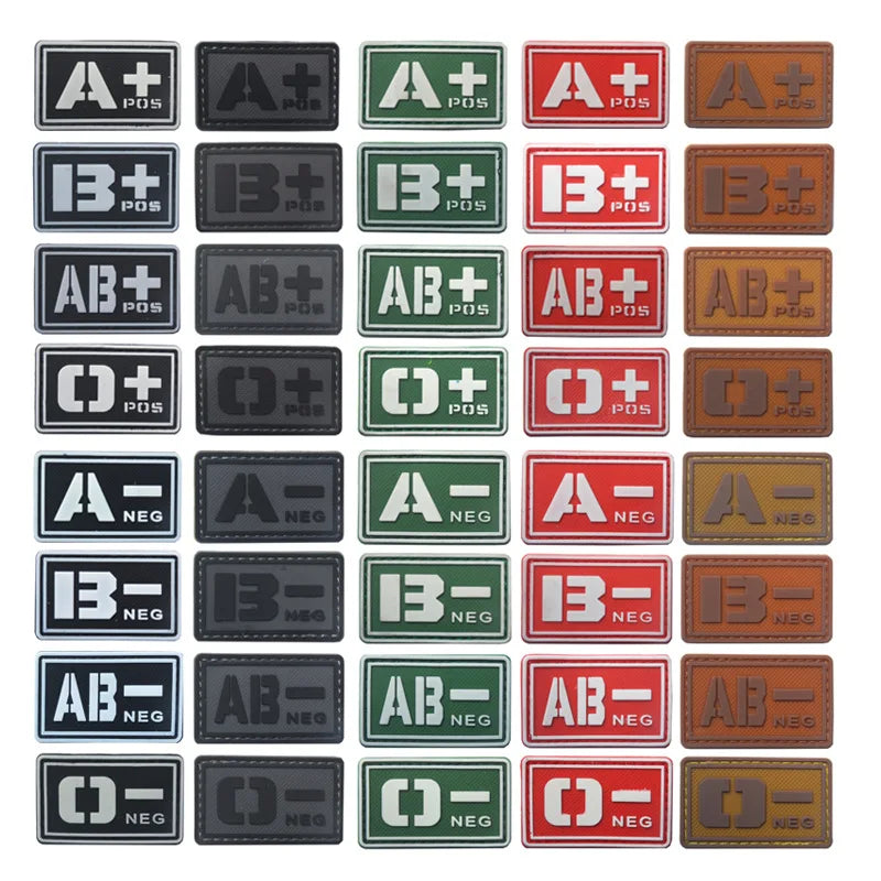 Customized Badge Clothing Bag Stickers Blood Type PVC Patch