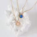 Moge Jewelry Collier Femme Gold Plated Stainless Steel Necklace Crystal Pendant White Blue Artificial Opal Necklace Woman