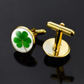 Four Leaf Clover Cufflinks St. Patricks Day Party Jewelry Silver Gold Metal Cufflinks Lucky Green Clover Cuff Links Men