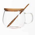 300ml/10oz Reusable Single Wall Borosilicate Glass Coffee Mug with Bamboo Lid and Spoon