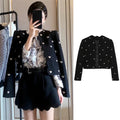 Wholesale 2026 Heavy Industry Black Love Wool Coarse Tweed Short Coat Women's Spring Western Design Cardigan Coat