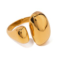 J&D Jewelry Asymmetrically Sized Double Split Ring 18K PVD Gold Silver Plated Stainless Steel Clean Fit Ring
