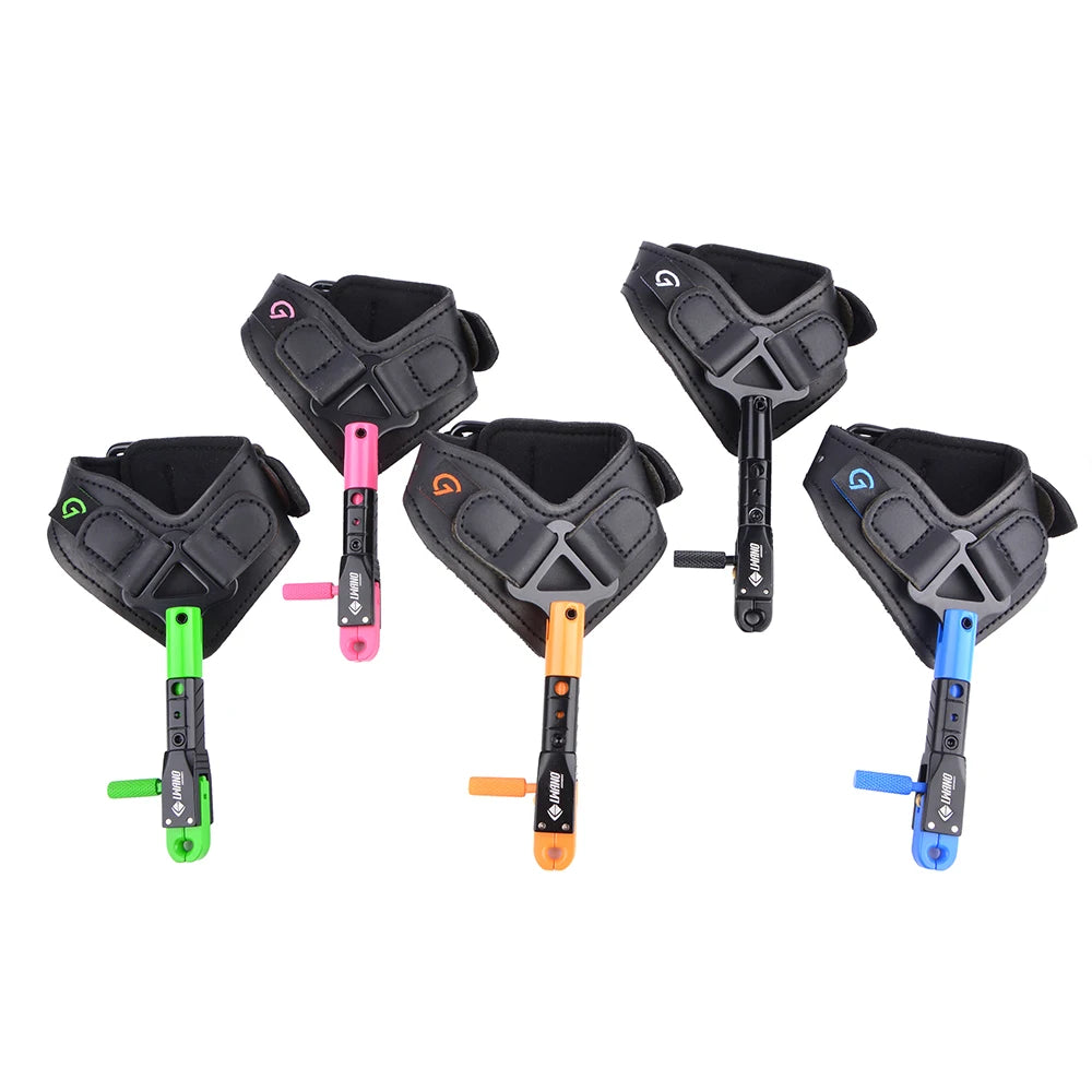LWANO R6 Archery Wrist Release Aid Leather Aluminum Alloy 3 Adjustable Lengths 100LBS for Compound Bow Hunting Target Shooting