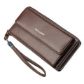 Handmade Men's Brown Natural Leather Wallet with Zipper Closure Quality Large Rectangle Card Holder featuring Letter Decoration
