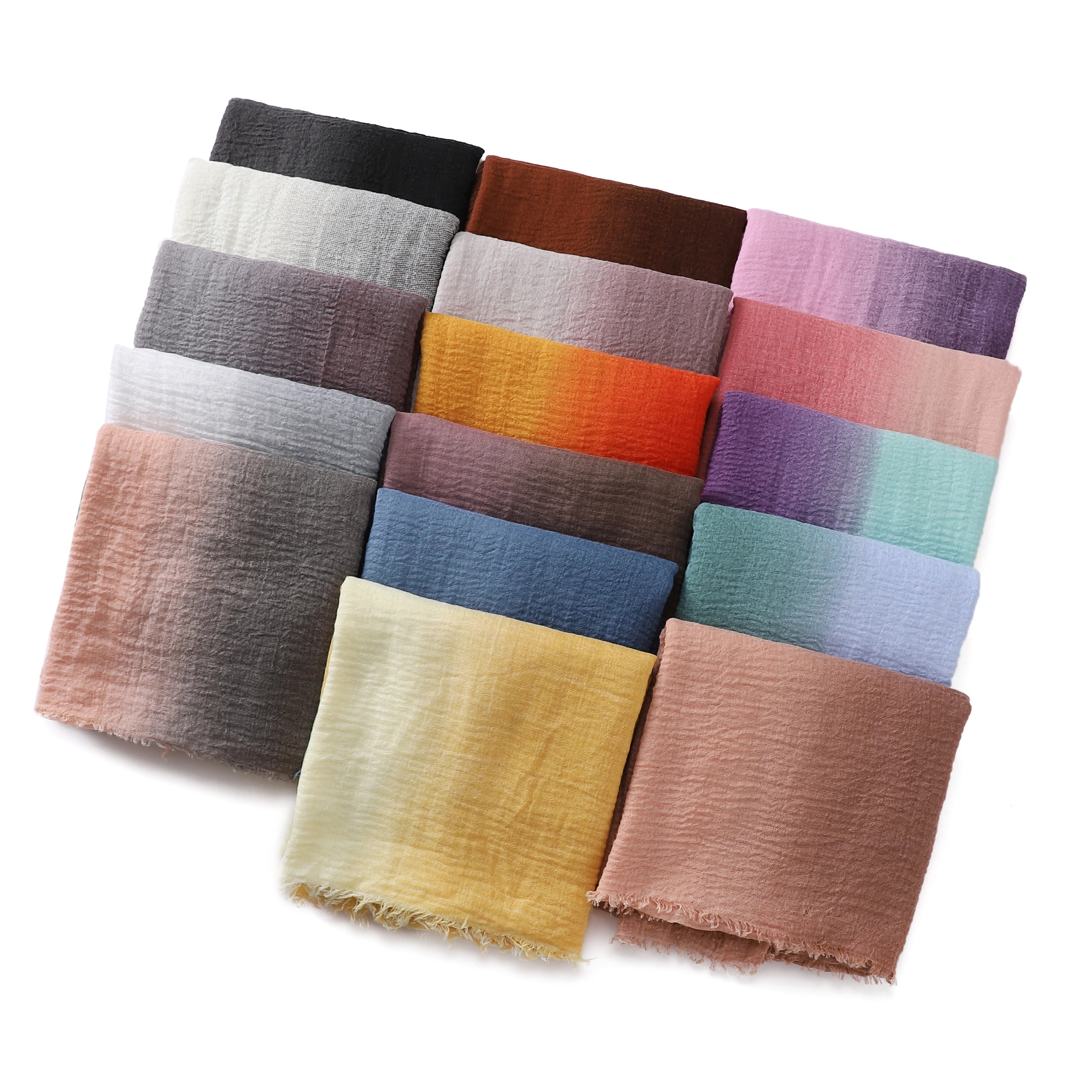 Hot Selling Ombre Gradient Colors New Style Cotton Viscose Hijab Scarf Ladies Shawls Warps Muslim Women Scarves