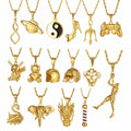 Fashion Trident Pendant 60+ Style 18K Gold Plated Animal Jewelry Waterproof Stainless Steel Cross Necklace for Women Men