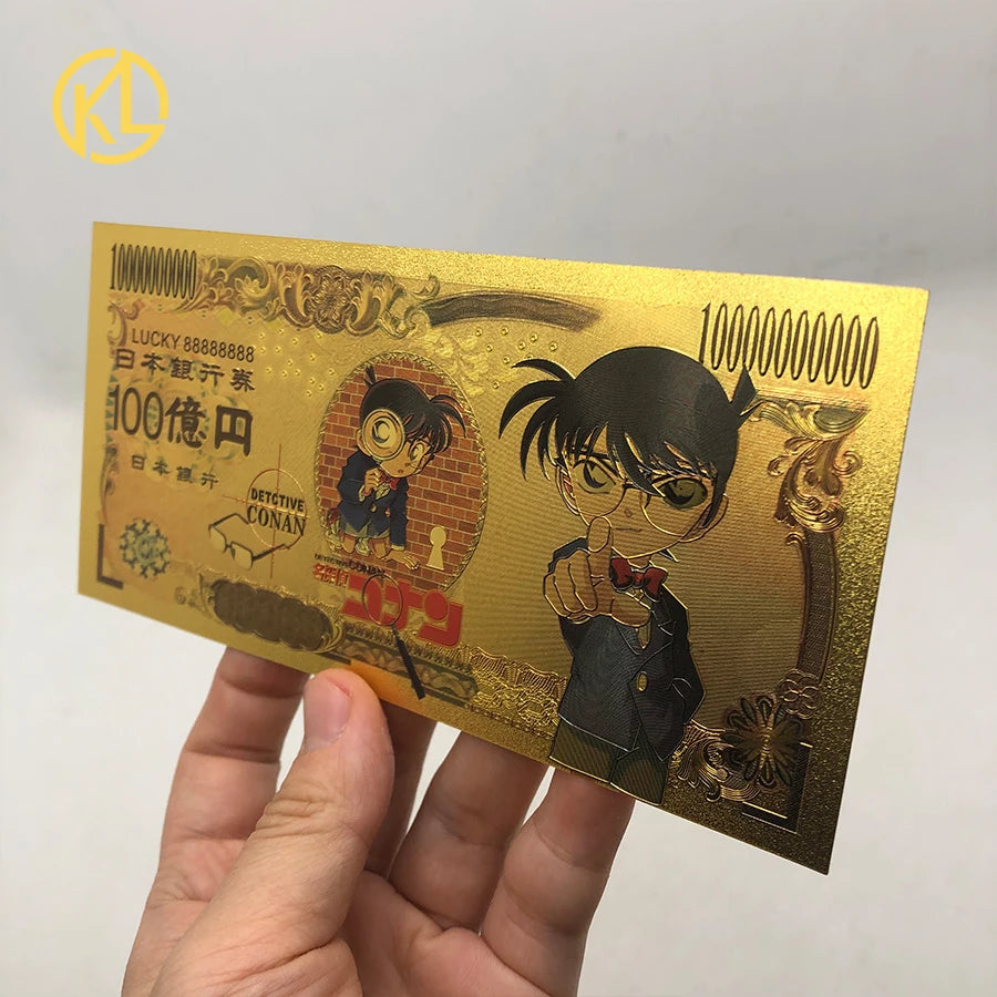 5 Types Detective Conan Banknotes Japanese Gold Plastic Anime Money Banknote Prop Money Souvenir Gift