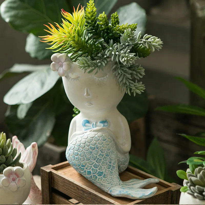 Hot Selling Cartoon Fish Shaped Succulent Plant Decor Indoor Fancy Creative Resin Flower Pot