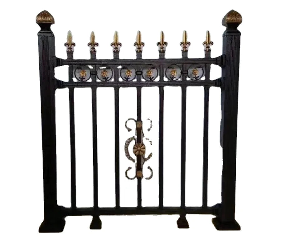 8*6ft Decorative Wrought Steel Residential Metal Fence 1.8m/3" Steel Fence Accessories