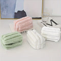 Best Cute White pink Women's Ladies Designer Plush Suede Fur Fluffy Fuzzy Travel Toiletry Bag for Women