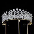 SLBRIDAL Luxury Full Cubic Zircon Bridal Tiara Crown Bridal Bridesmaids Headpieces CZ Hair Accessories Women Princess Jewelry