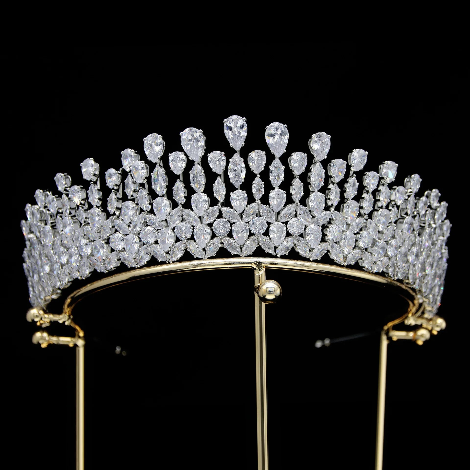 SLBRIDAL Luxury Full Cubic Zircon Bridal Tiara Crown Bridal Bridesmaids Headpieces CZ Hair Accessories Women Princess Jewelry