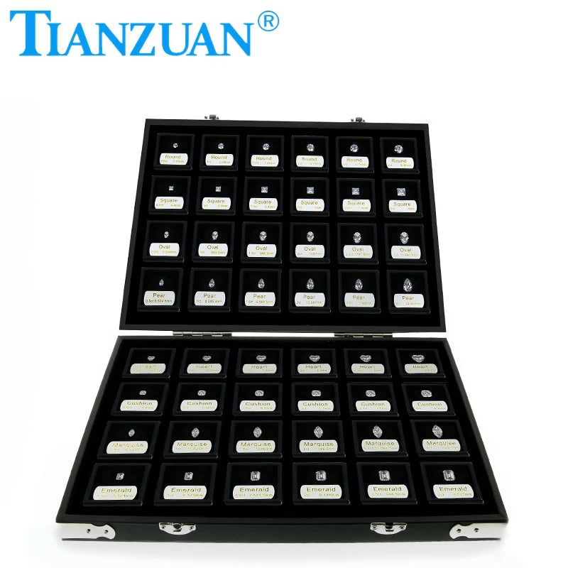 New Box 8 Shapes of Cubic Zirconia Loose 0.5-3carat Weight Size Set Display Tools Box Diamond Tester Master Set
