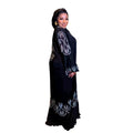 Recommend African Dresses Linen Abaya Luxury Rhinestones Black Abaya V-neck With Long Sleeves Abaya Dress