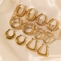 High Quality Waterproof Jewelry Stainless Steel 18k Gold Plated Solid Earrings Non Tarnish Hoop Earrings Boucle Doreille Bijoux
