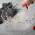 830 ml Japanese Style Iceberg Glass Bowl with Glod Rim Transparent Salad Fruit Soup Dessert Snack Foods Mixing Bowl