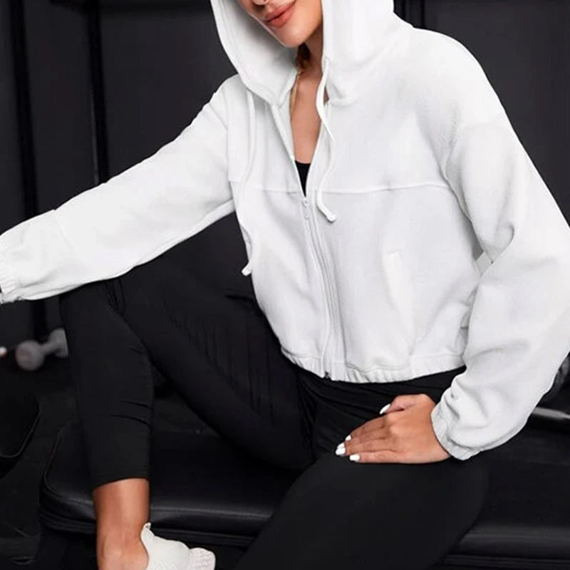 Wholesale New Jogger Jumper Gym White Plain Blank Zip up Hoodie Custom Embroidery logo Cropped Zipper Hoodies