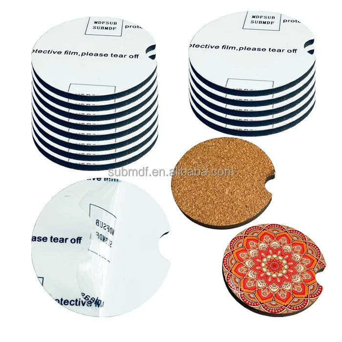 Mdfsub Wholesale Price 4mm Thickness Round Shape 65x65mm Sublimation Mdf Car Coaster Sublimation Blank Mdf Car Coaster