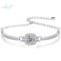 Silver 925 Original 1 Carat D Color Moissanite Square Cushion Bracelet for Women Gold Plated Gemstone Jewelry for Party