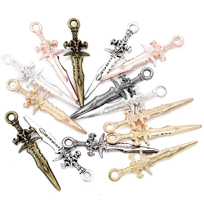 YuenZ 7 Colors Zinc Alloy Vintage Dagger Charm Pendant Ladies Men's DIY Jewelry Accessories Making Earrings Jewelry 31*9mm M70