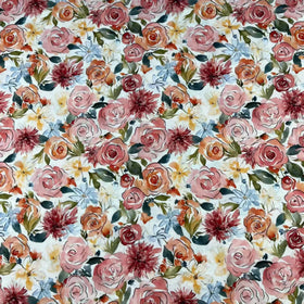 Oil Painting Rose Floral Digital Printing 40S 100GSM 100% Cotton Poplin Woven Fabric for Dress Shirts