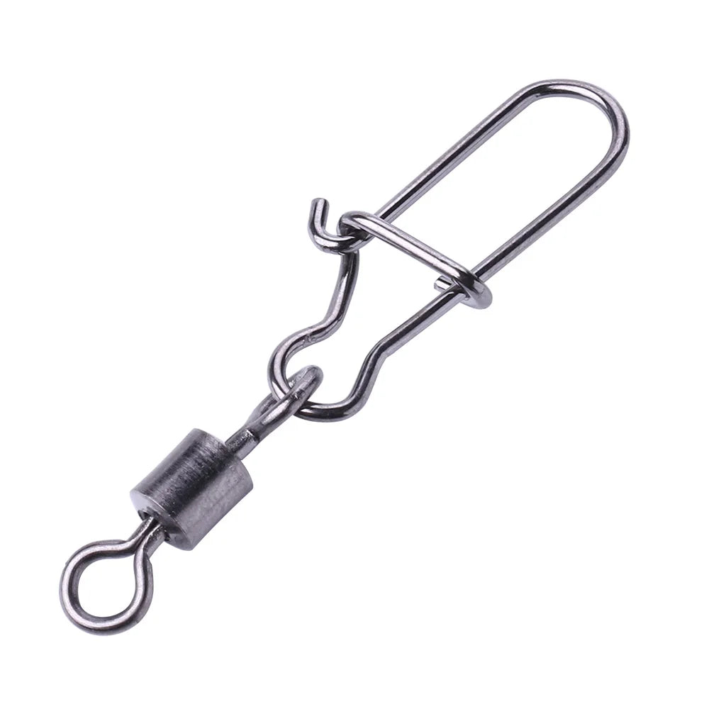 50pcs/bag High Strength Fishing Snap Swivels Ball Bearing Swivels Group Stainless Fishing Accessories