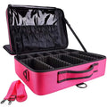 Professional Portable Makeup Train Case with Adjustable Dividers and Shoulder
